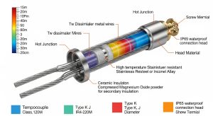 ساختار داخلی ترمومتر ترموکوپل صنعتی